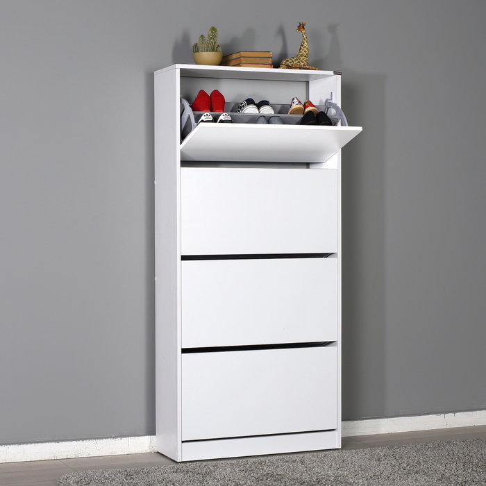 Hanah Home Zapatero Blanco con 4 Cajones Hanah Home Zapatero Blanco con 4 Cajones